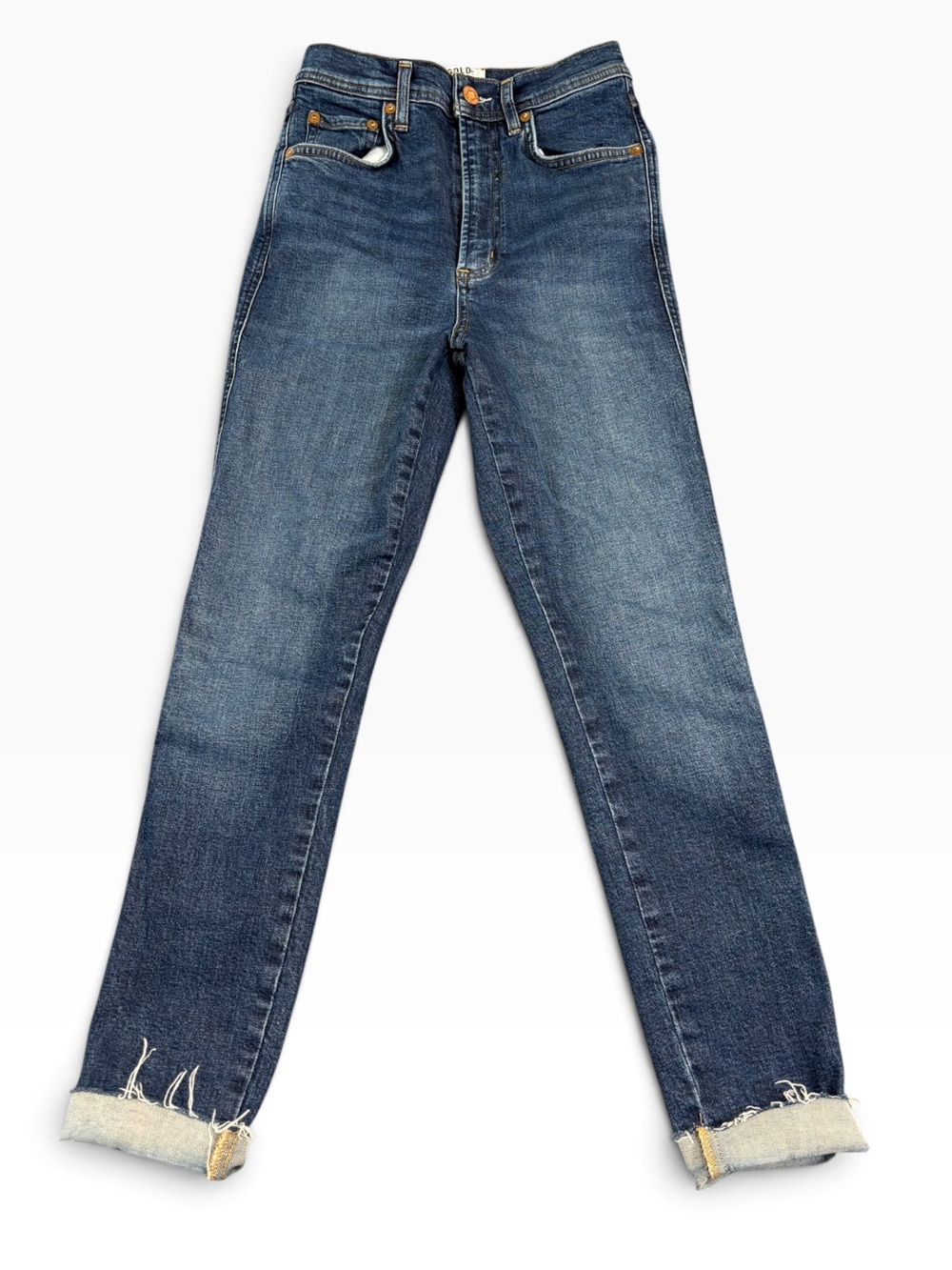 AGOLDE Roxanne Super High Rise Skinny Jeans 24 Freeway Raw Hem Denim